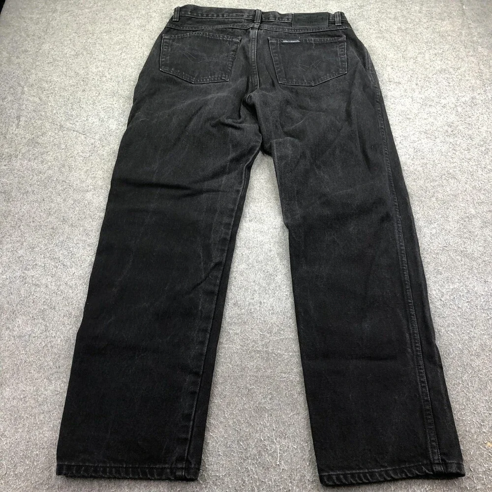 Vintage Harley-Davidson Jeans Mens 34x30 Black Charcoal Wash Straight Denim